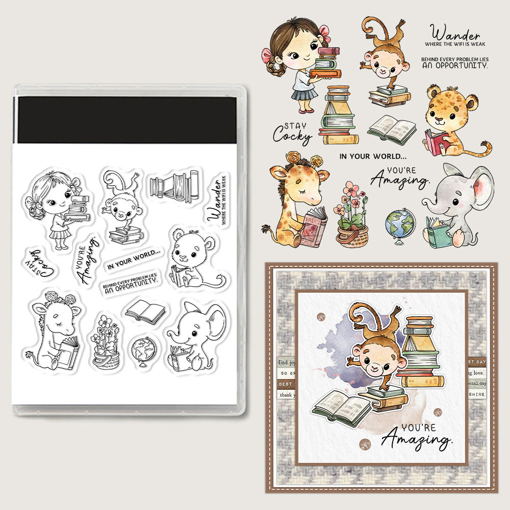 Reading Animals Clear Stamps