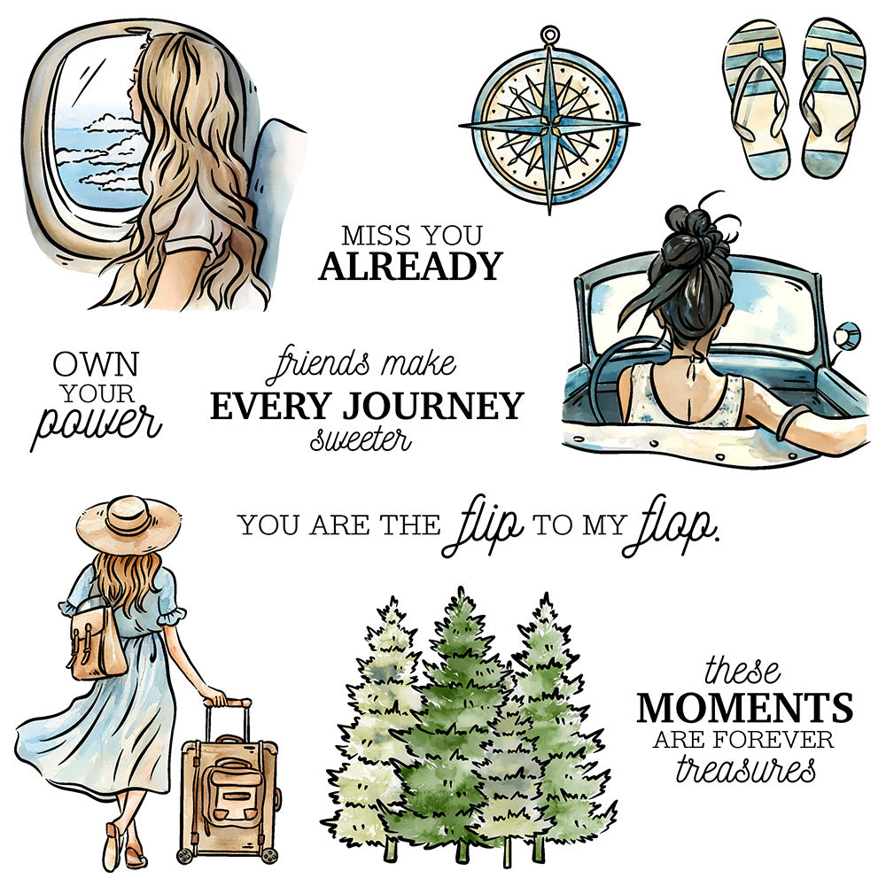 Travel Girl Clear Stamps