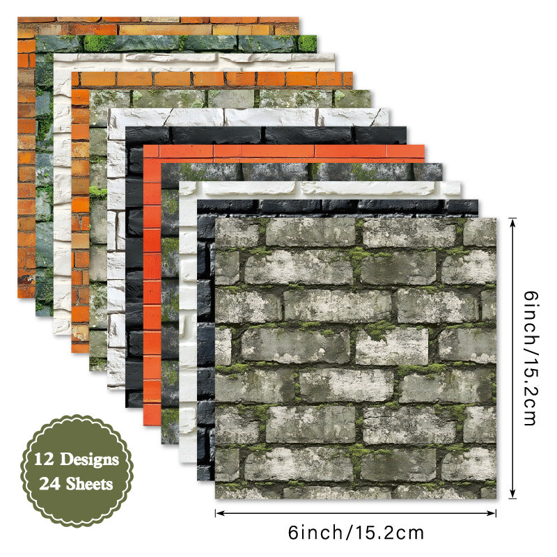 24PCS 6" Bricks Scrapbook Paper & Cardstock