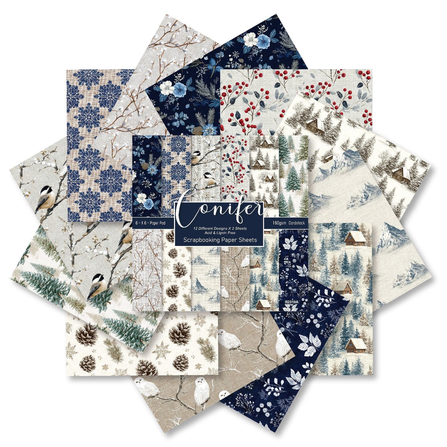 24PCS 6" Conifer Scrapbook Paper & Cardstock
