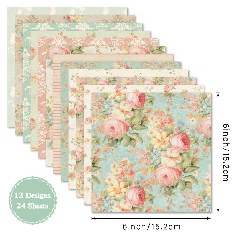 24PCS 6" Elegant Scrapbook Paper & Cardstock