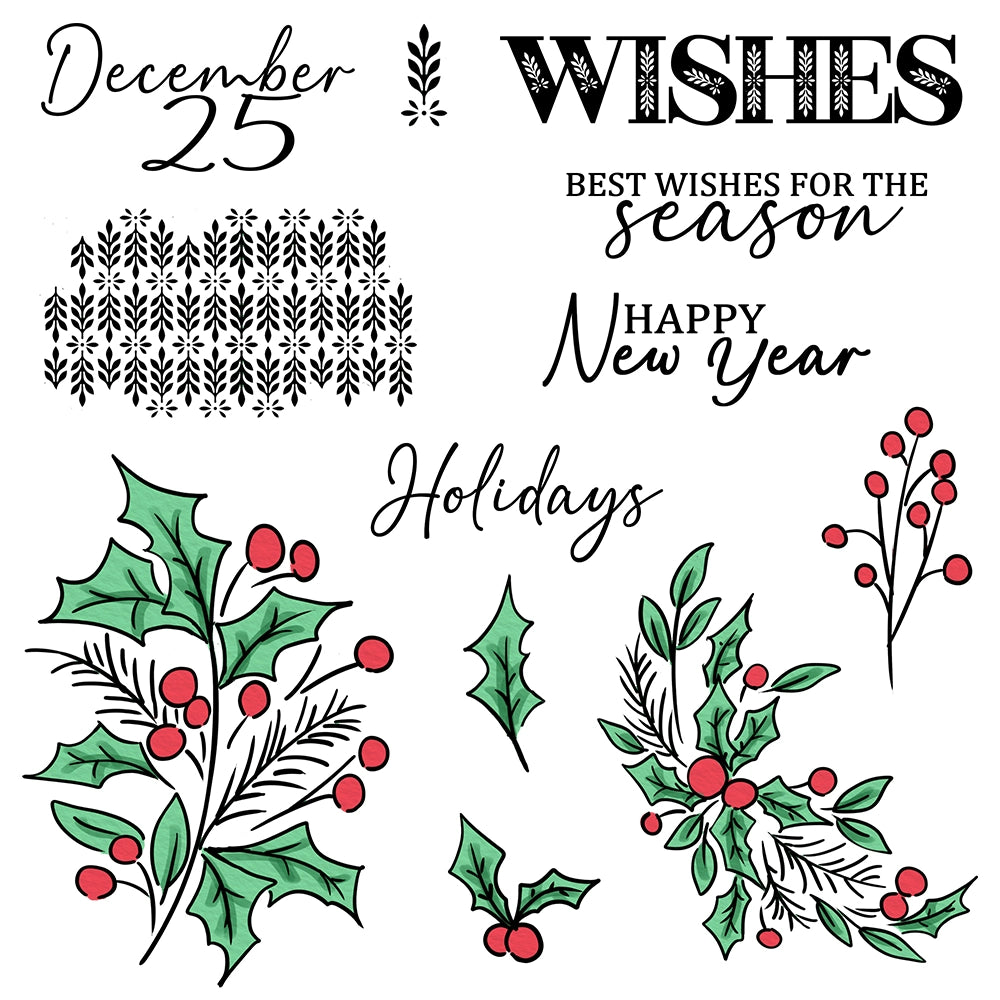 Merry Christmas Leaves Dies & Stamps Set