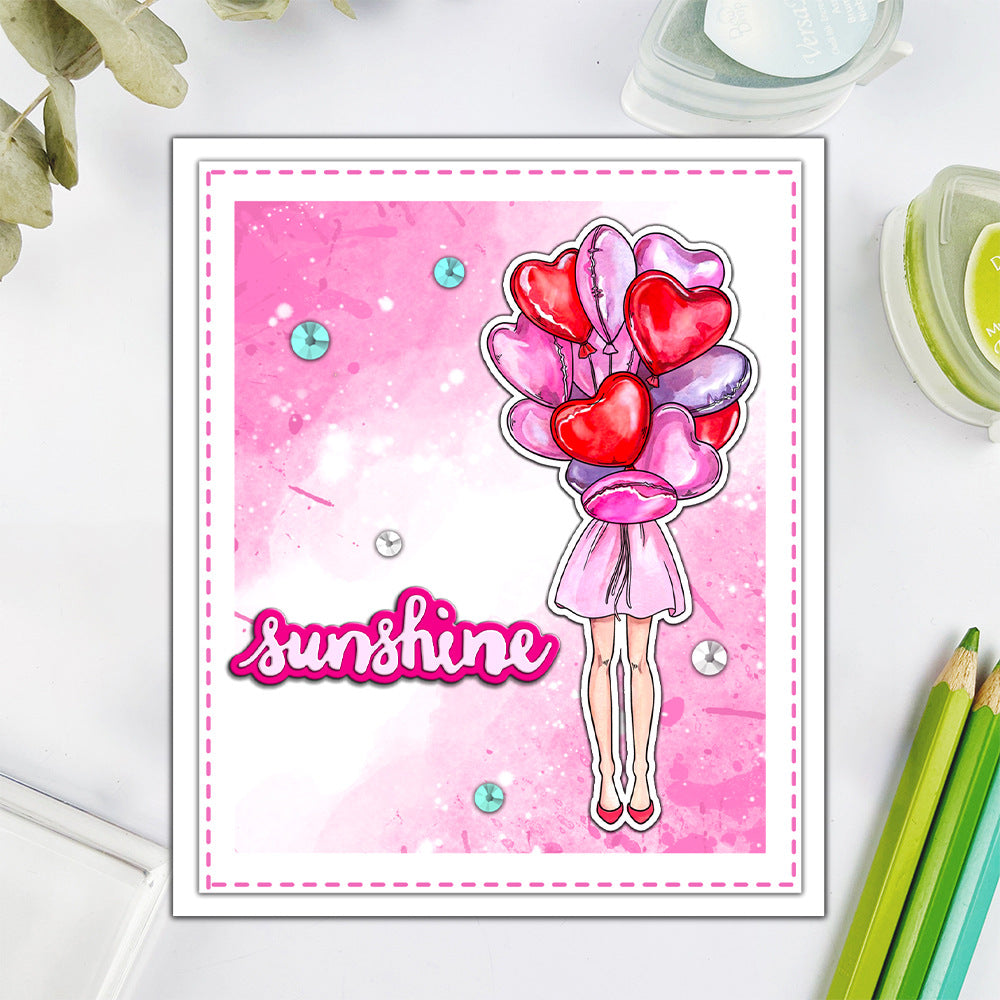 Girl Holding Balloons Dies & Stamps Set