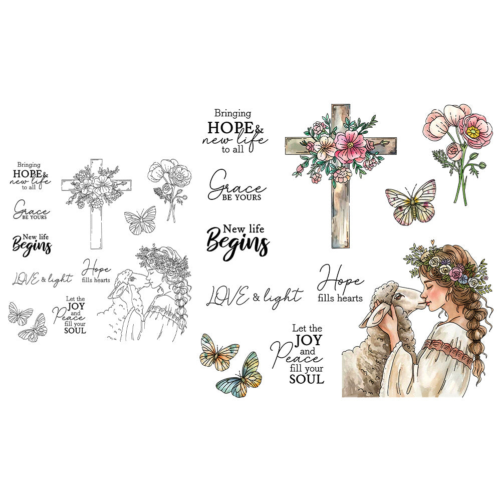 Girl Cross Flower Dies & Stamps Set