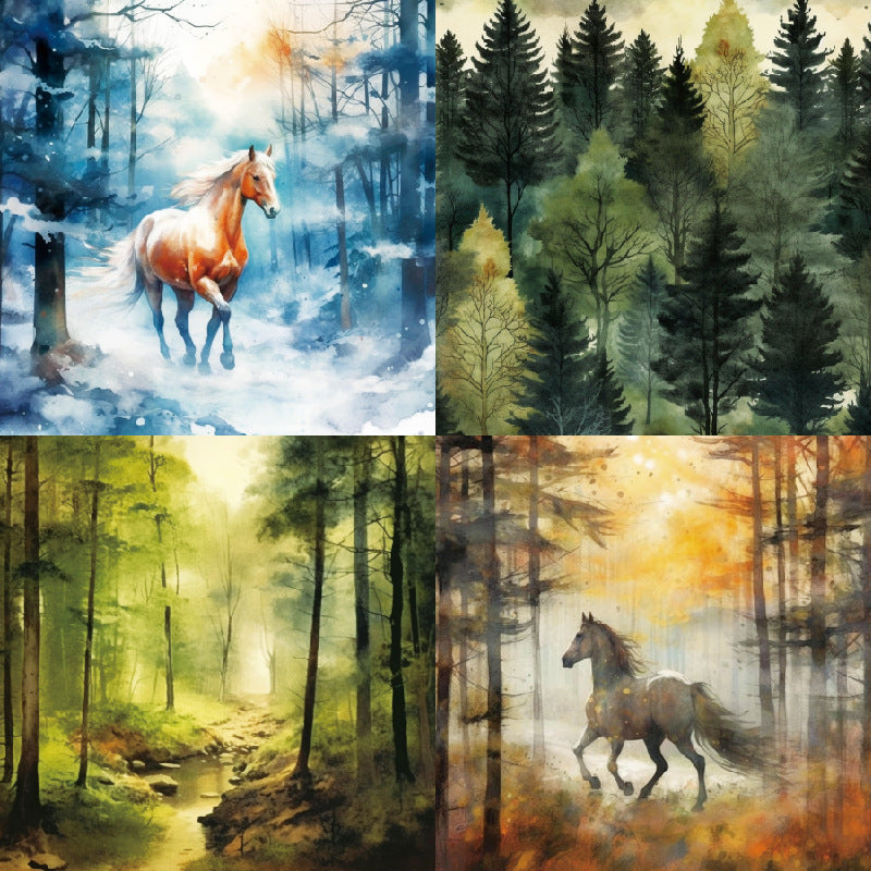 24PCS 6" Horse In Woods Scrapbook Paper & Cardstock