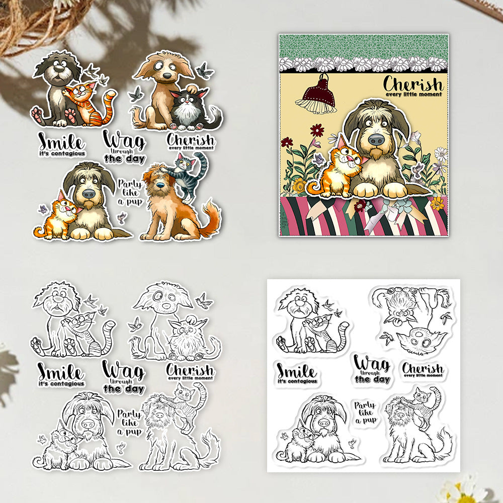 Cat and Dog Friendship Clear Stamps