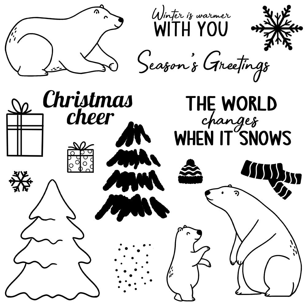 Polar Bear Christmas Tree Gift Dies & Stamps Set