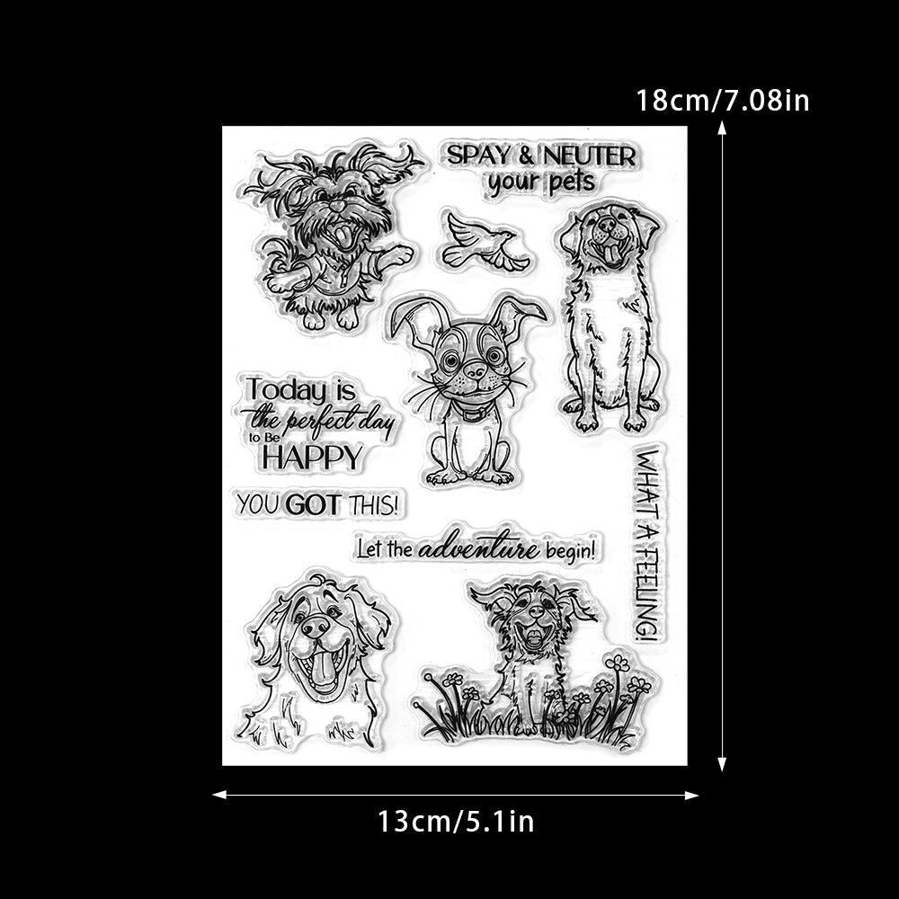 Free and Happy Pet Dogs Dies & Stamps Set