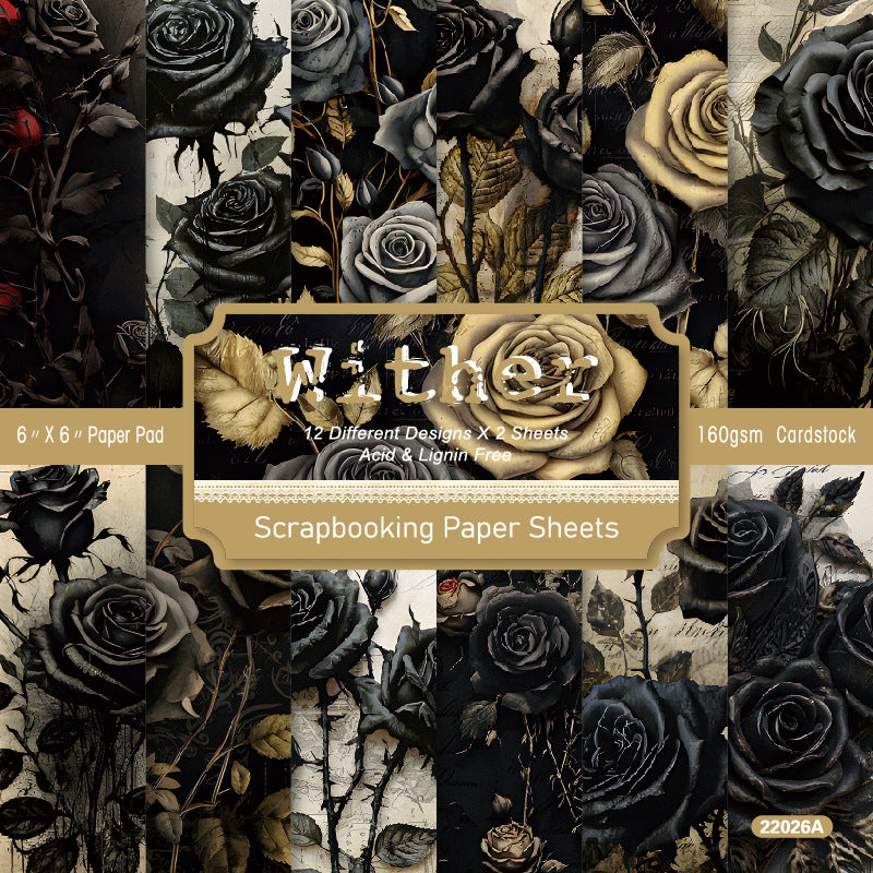 24PCS 6" Wither Scrapbook Paper & Cardstock
