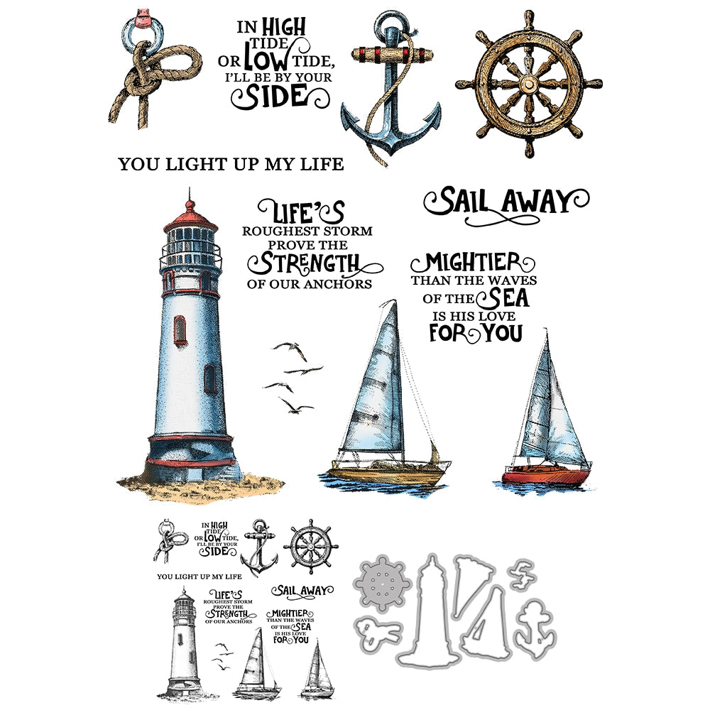 Lighthouse Sailboat Anchor Dies & Stamps Set