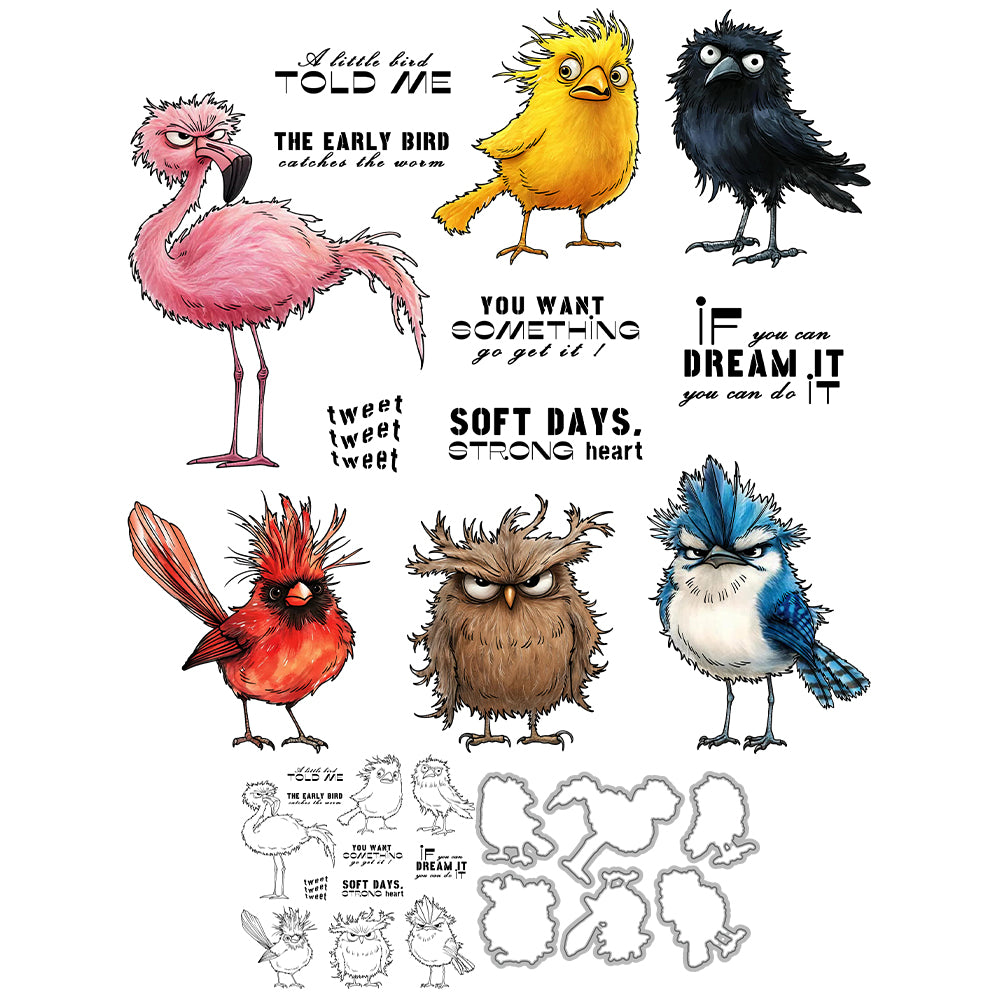 Various Personality Birds Dies & Stamps Set