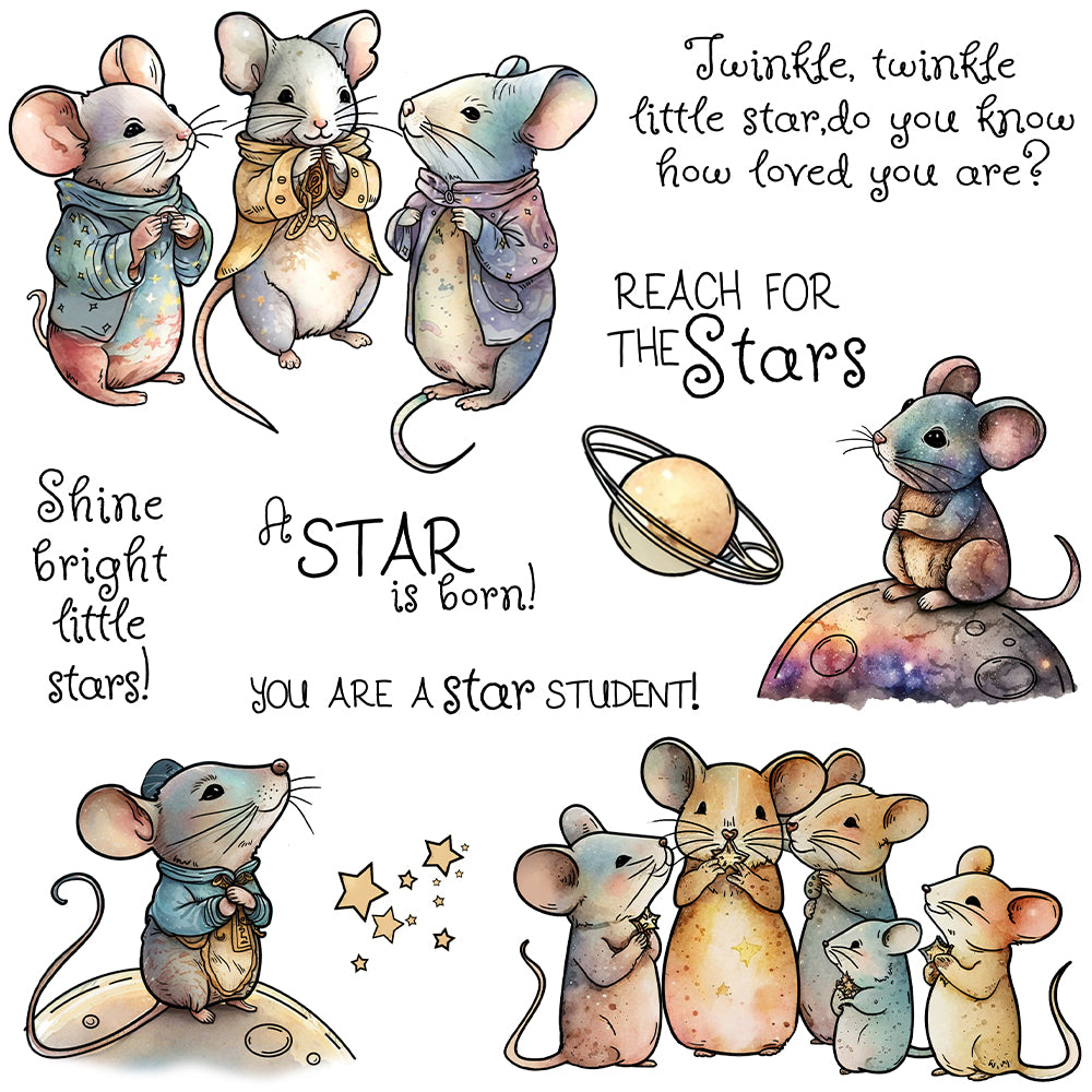 Planets and Cute Mice Dies & Stamps Set