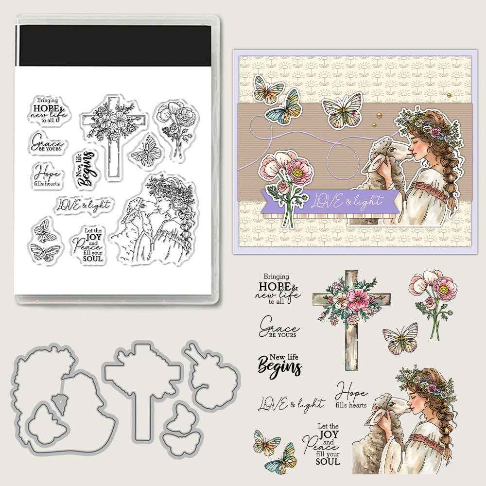 Girl Cross Flower Dies & Stamps Set