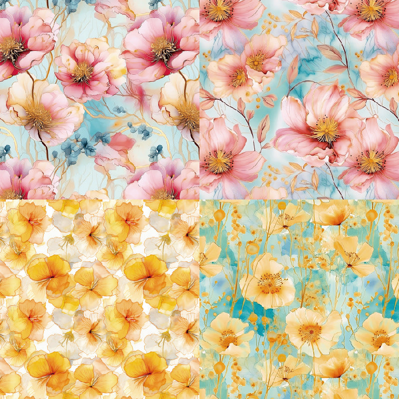 24PCS 6" Silk Flowers Scrapbook Paper & Cardstock