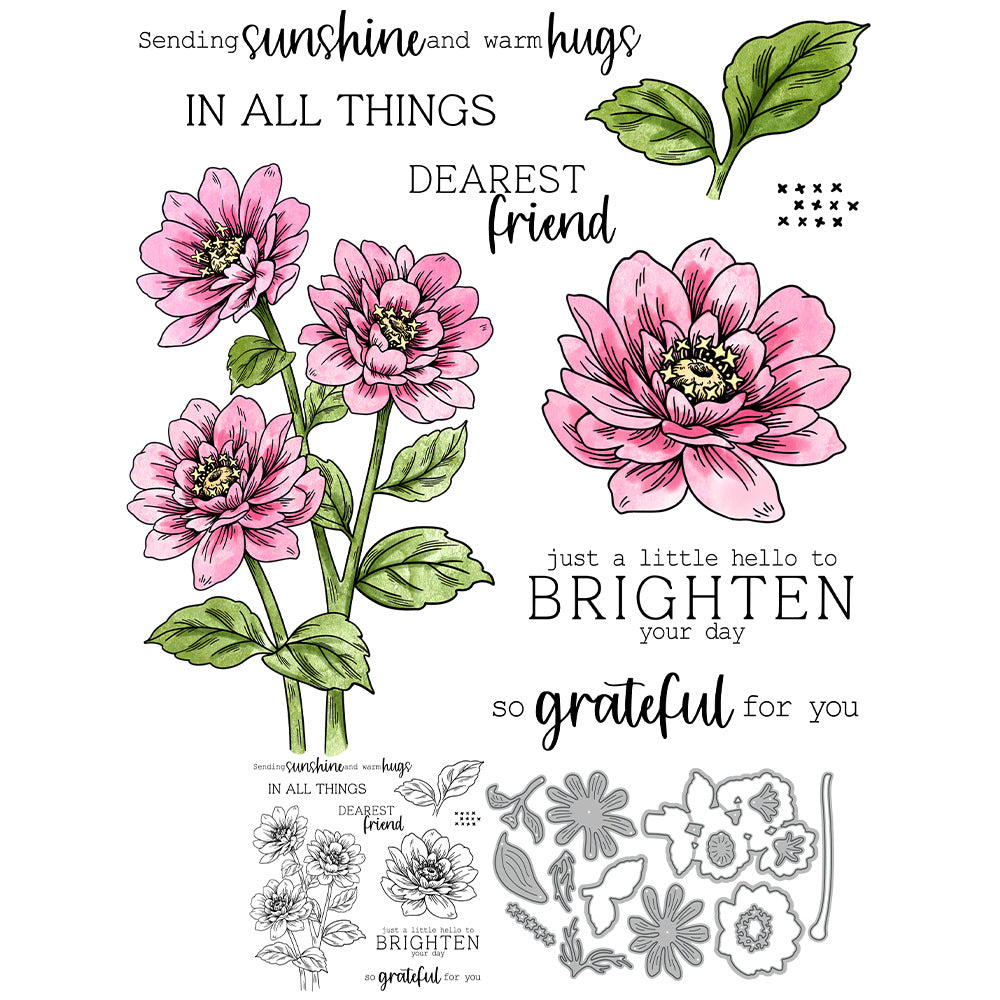 Spring Flowers Dies & Stamps Set