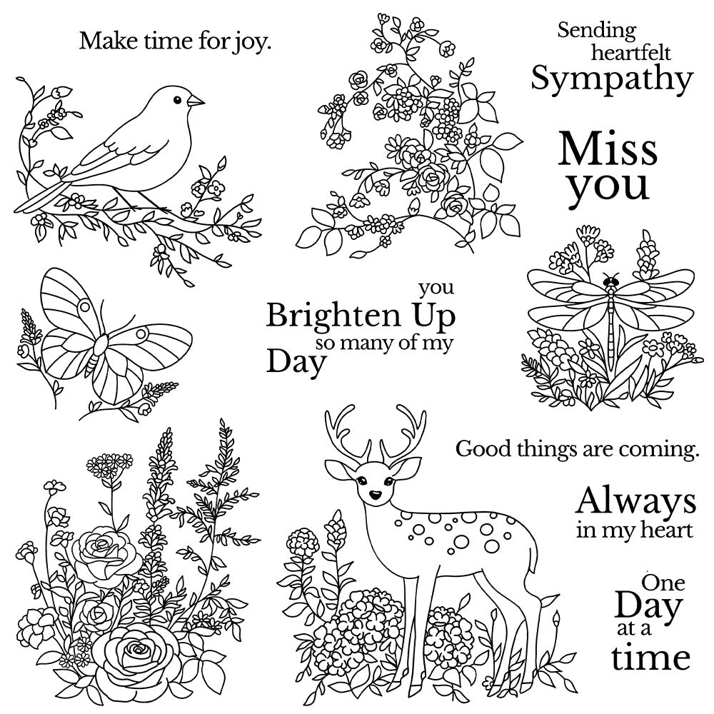 Fresh Flowers and Birds Clear Stamps