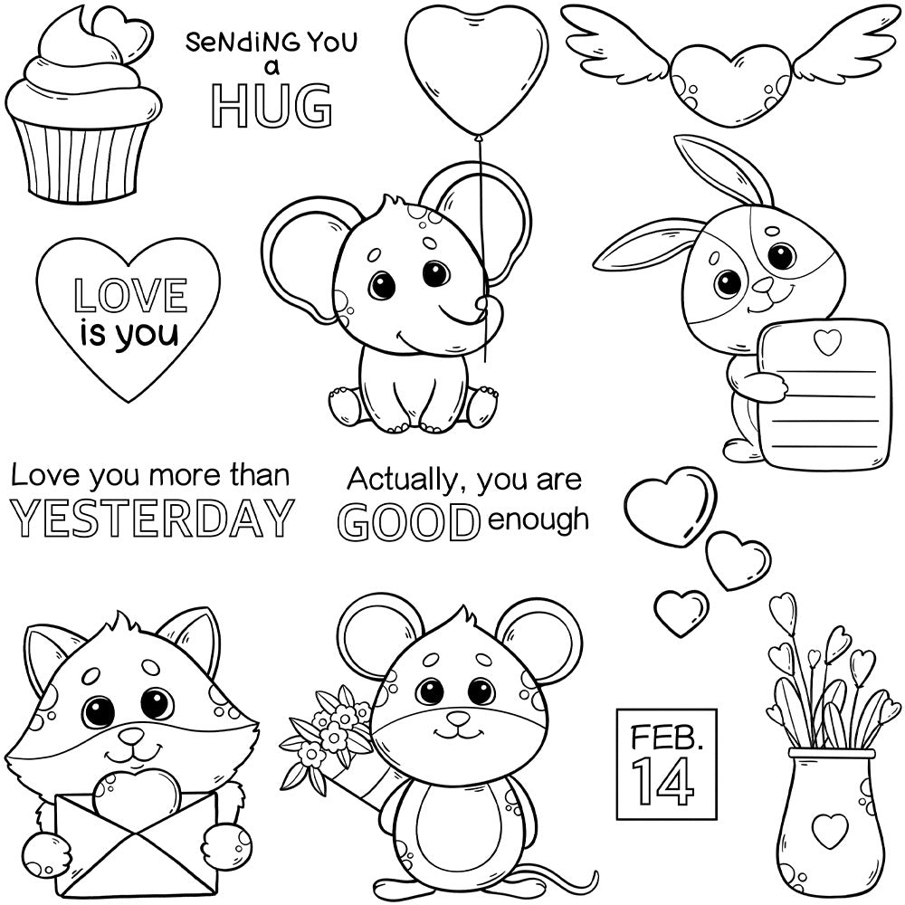 Valentine's Day Animals Dies & Stamps Set