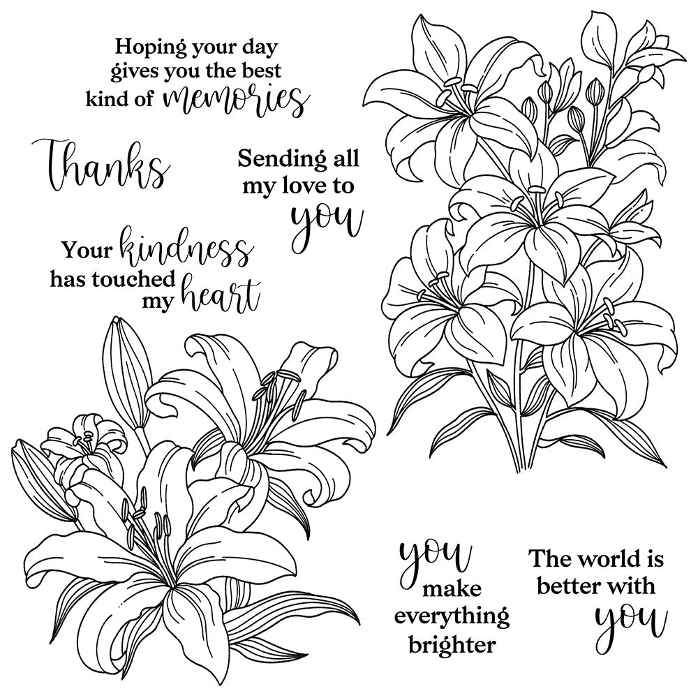 Beautiful Lily Dies & Stamps Set