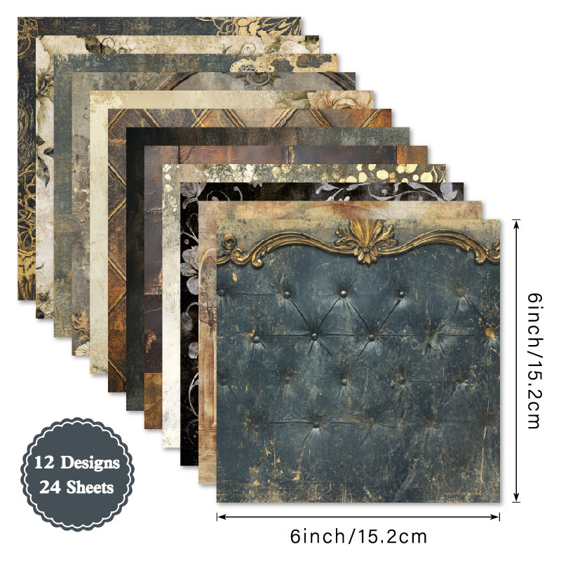 24PCS 6" Grunge Scrapbook Paper & Cardstock