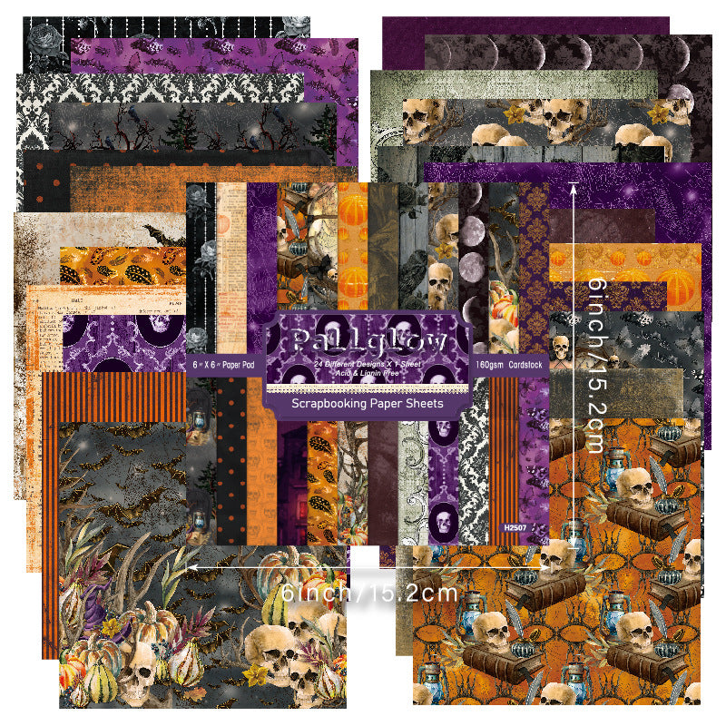 24PCS 6" Halloween Theme Scrapbook Paper & Cardstock