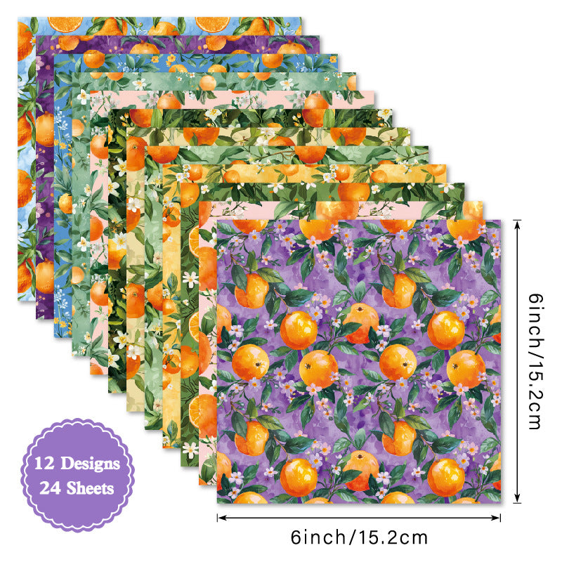 24PCS 6" Citrus Scrapbook Paper & Cardstock