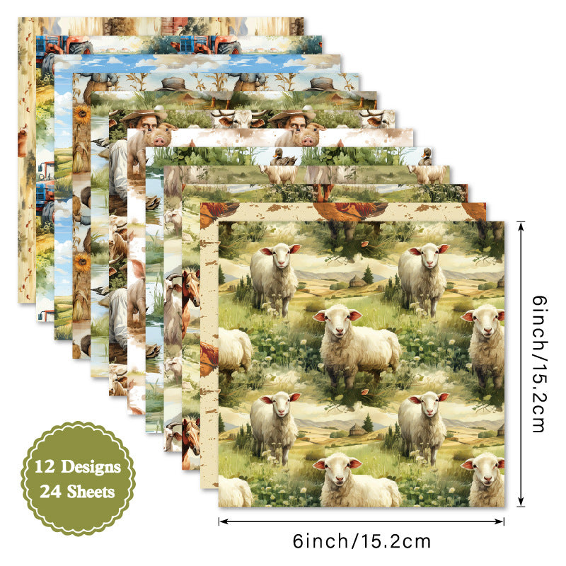 24PCS 6" Days on the Ranch Scrapbook Paper & Cardstock