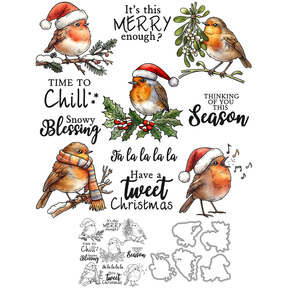 Birds On A Branch In Winter Dies & Stamps Set