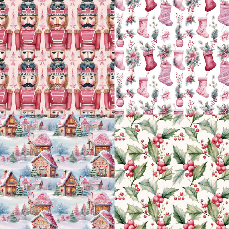 24PCS 6" Rosy Yuletide Scrapbook Paper & Cardstock