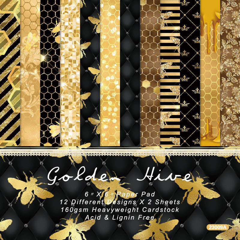 24PCS 6" Golden Hive Scrapbook Paper & Cardstock
