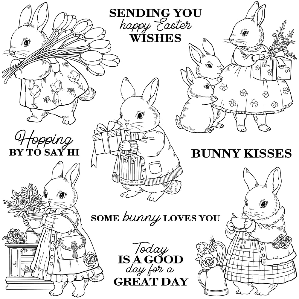 Cute Easter Bunny Clear Stamps