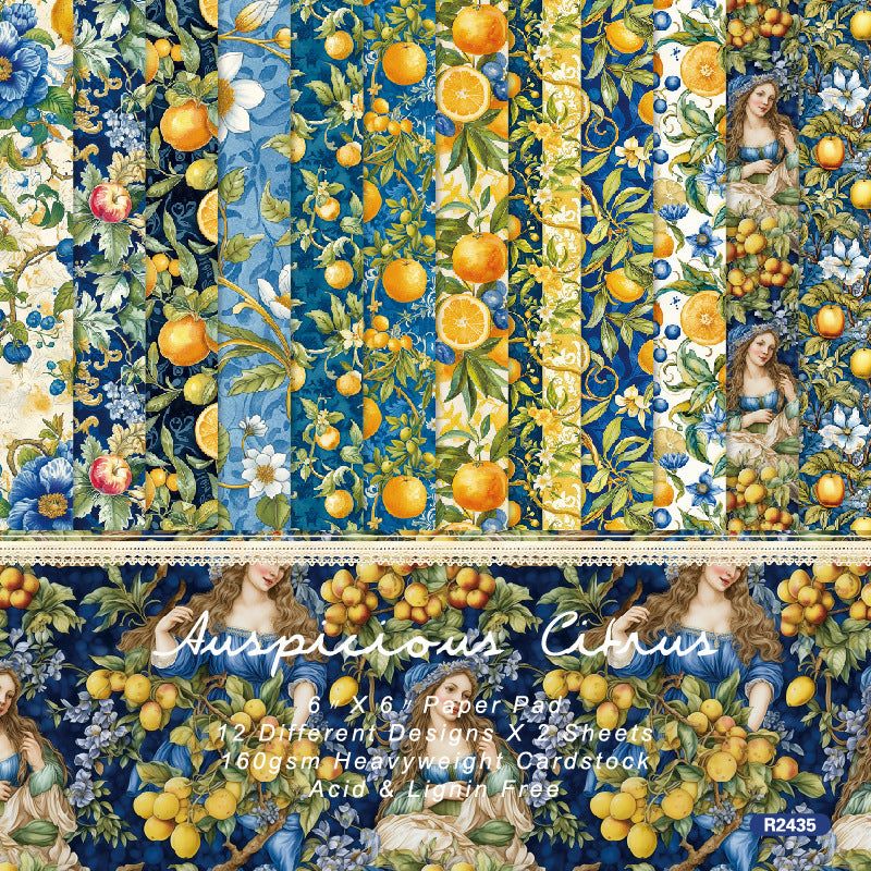 24PCS 6" Auspicious Citrus Scrapbook Paper & Cardstock