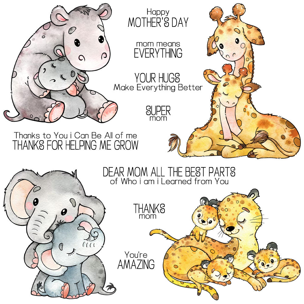 Love Mom Baby Animals Clear Stamps