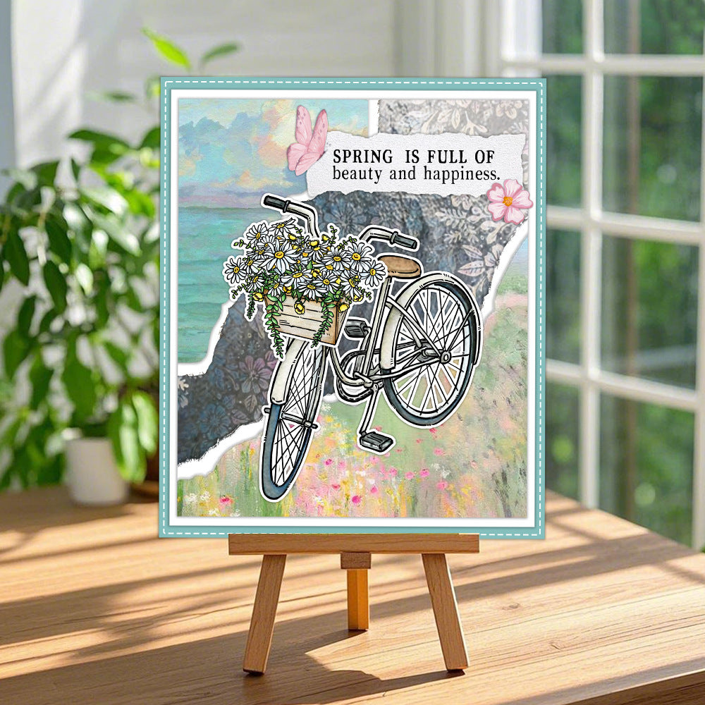 Bicycle Flower Basket Clear Stamps