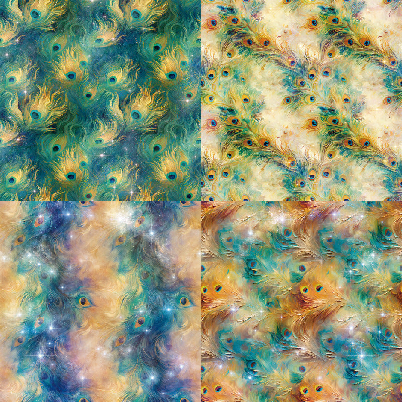 24PCS 6" Gorgeous Peacocks Scrapbook Paper & Cardstock