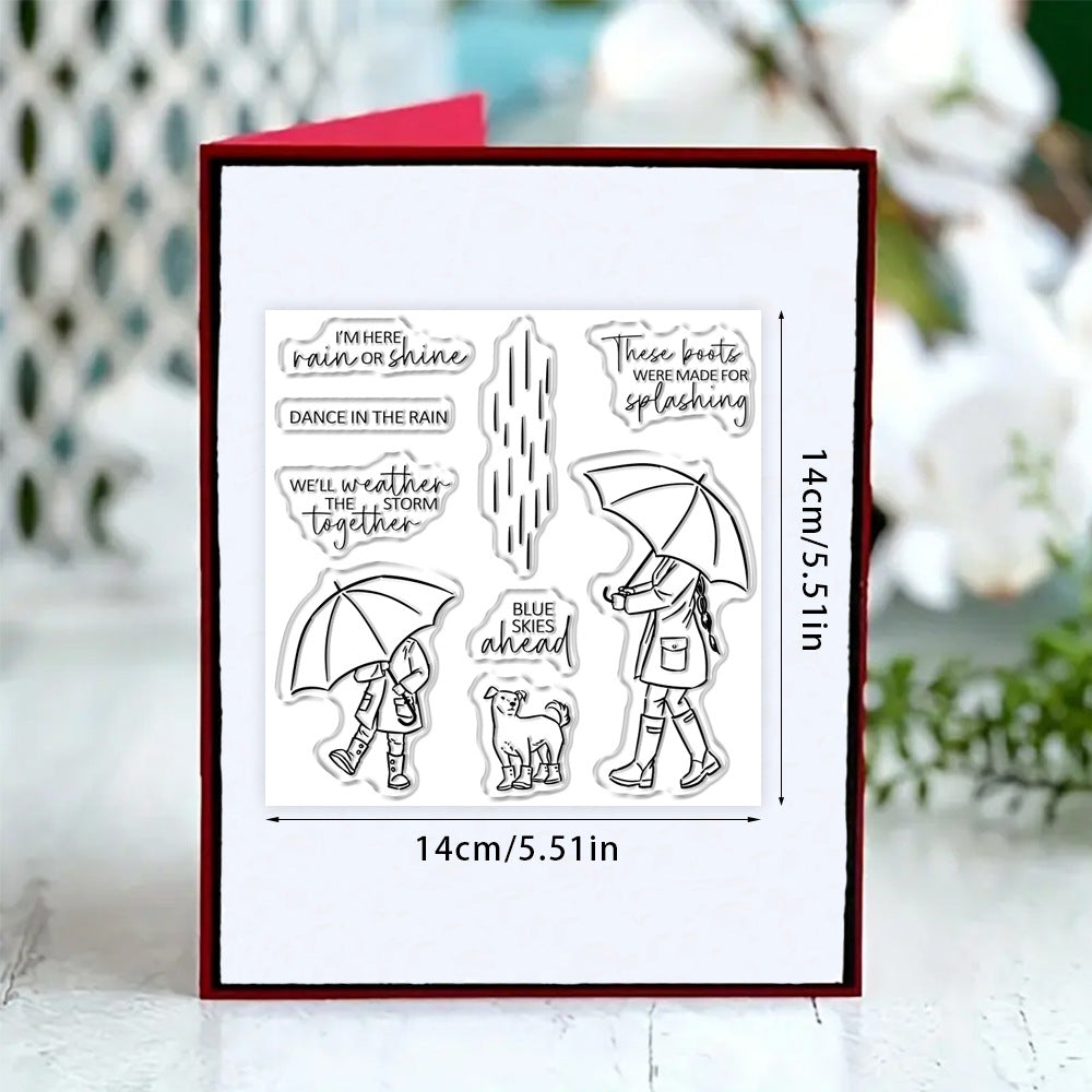 Girl Holding an Umbrella Dies & Stamps Set