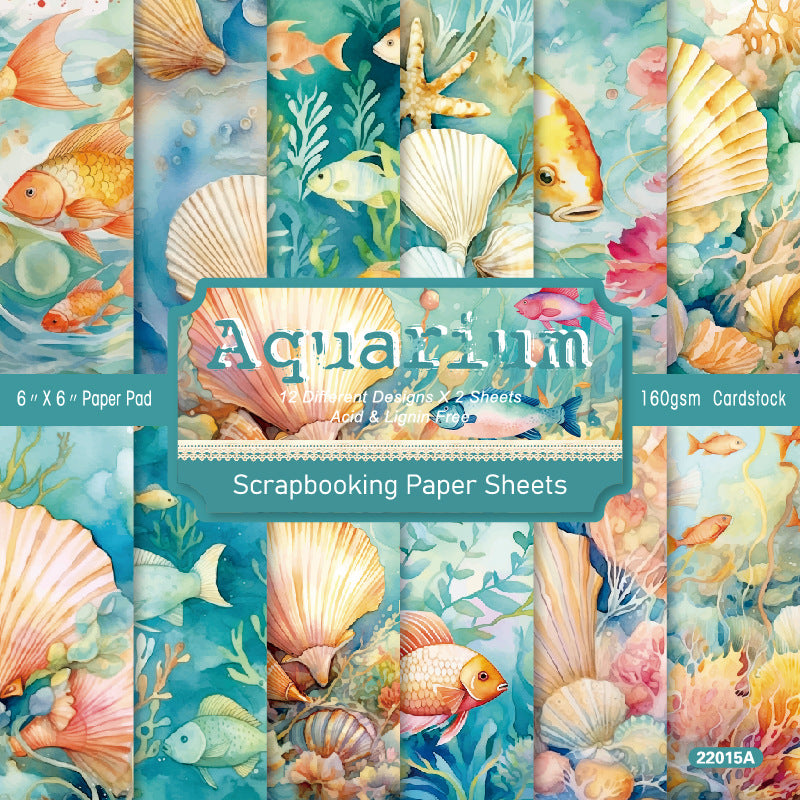 24PCS 6" Ocean Aquarium Scrapbook Paper & Cardstock