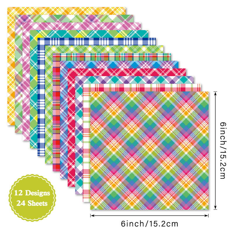 24PCS 6" Fresh Plaid Scrapbook Paper & Cardstock
