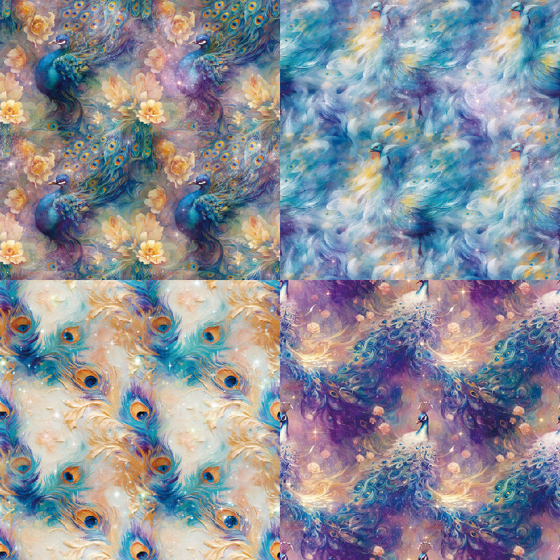 24PCS 6" Gorgeous Peacocks Scrapbook Paper & Cardstock
