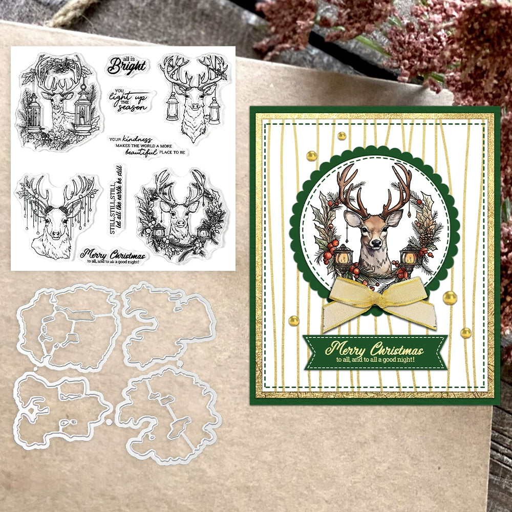 Christmas Reindeer Head Dies & Stamps Set