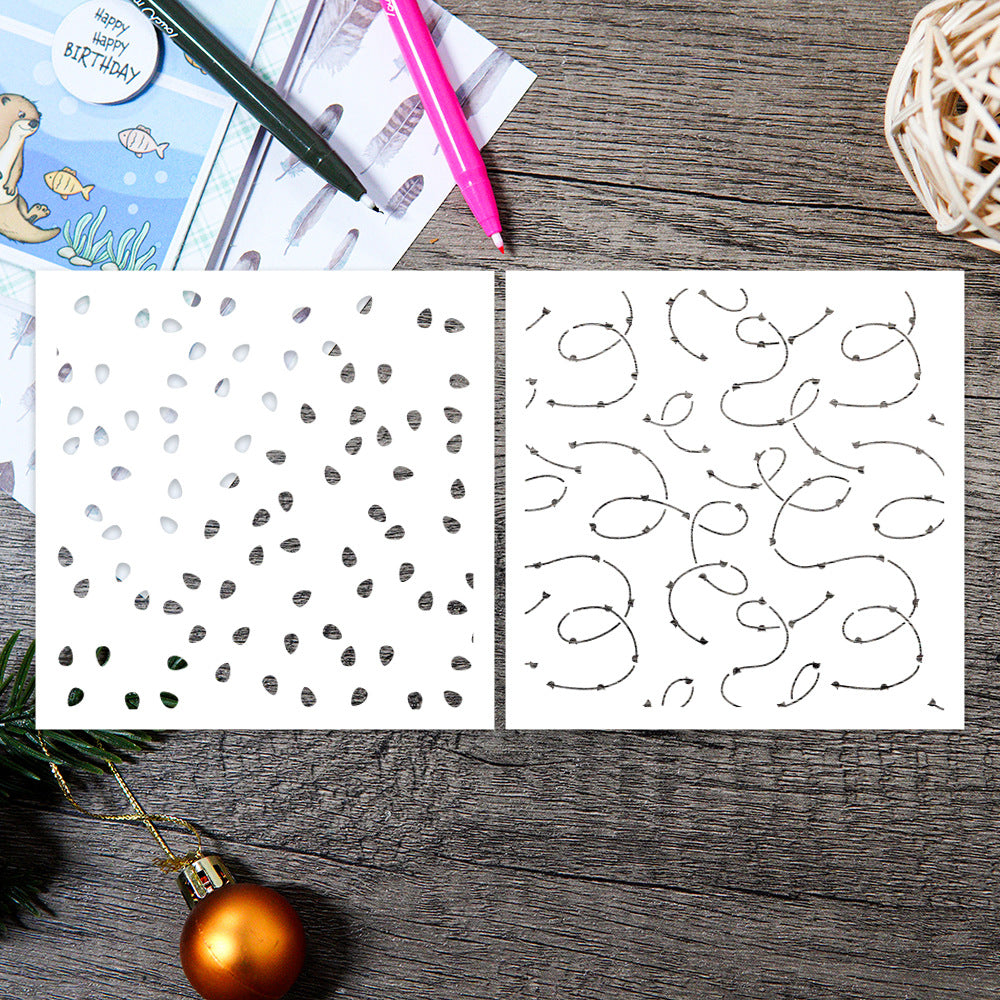 2 PCS Small Lamp Pattern DIY Painting Hollow Stencil