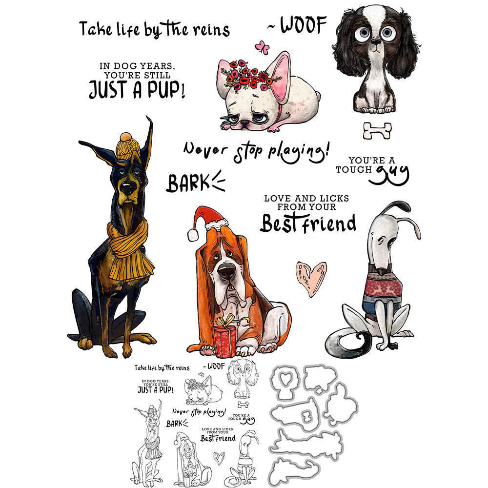 Funny Puppy Dies & Stamps Set