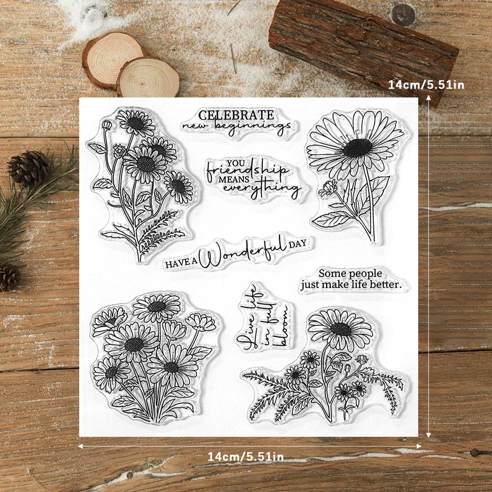 Daisy Flowers Blooming In Spring Dies & Stamps Set