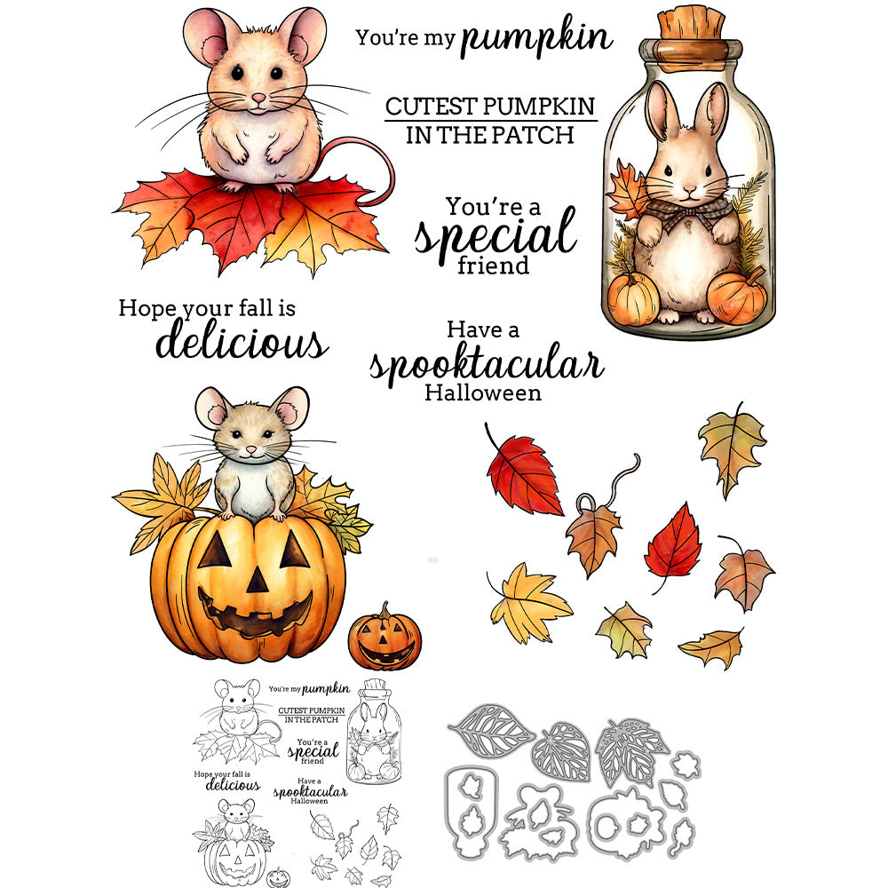 Halloween Mouse Pumpkin Dies & Stamps Set