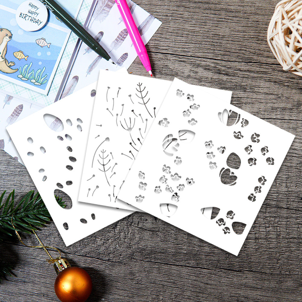 3 PCS Floral and Leaf Pattern DIY Painting Hollow Stencil