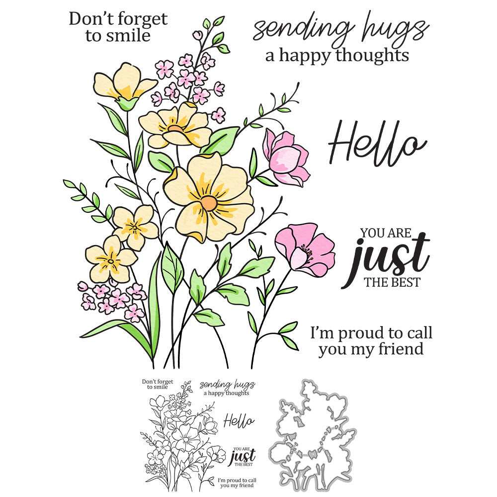 Spring Flowers Dies & Stamps Set