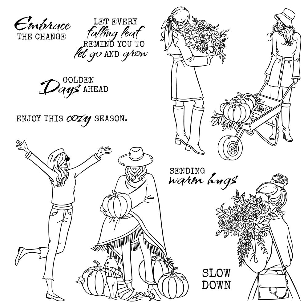 Autumn Girls Clear Stamps