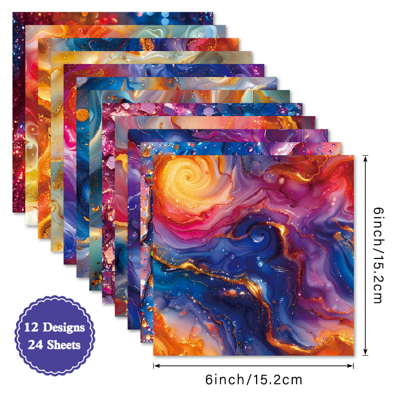 24PCS 6" Floating In Colors Scrapbook Paper & Cardstock