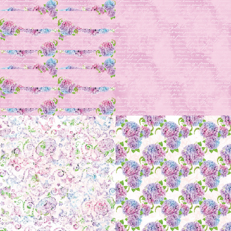 24PCS 6" Hydrangea Love Scrapbook Paper & Cardstock