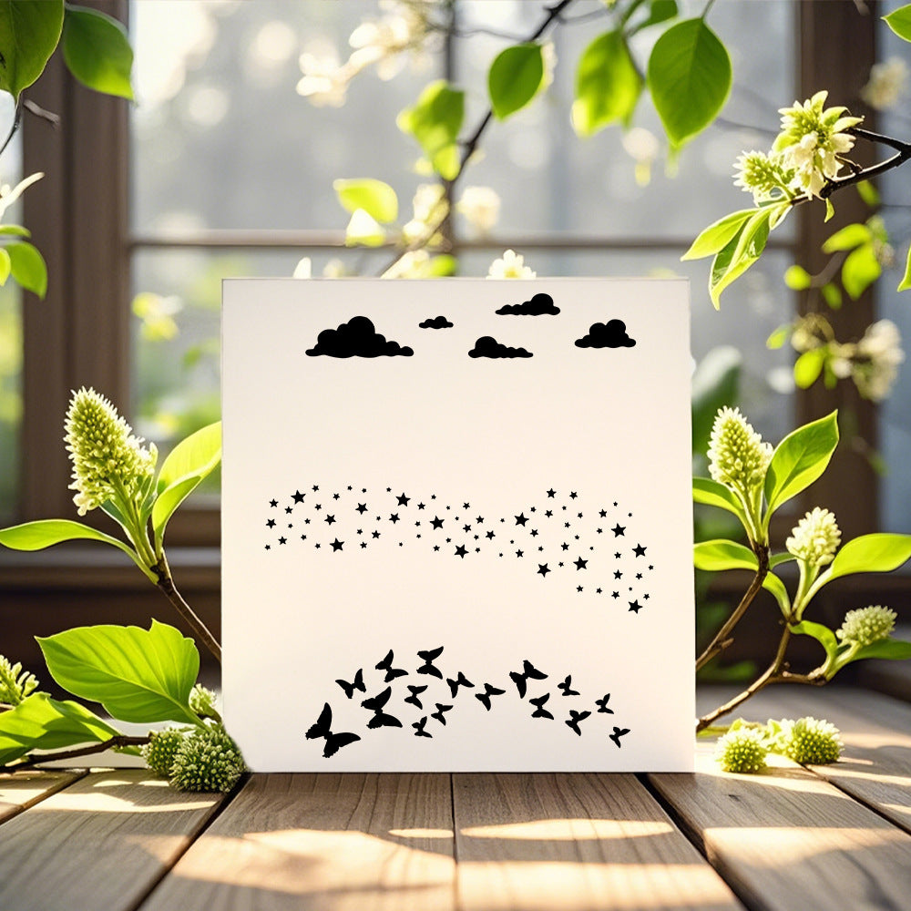 Clouds Stars Butterflies DIY Painting Hollow Stencil