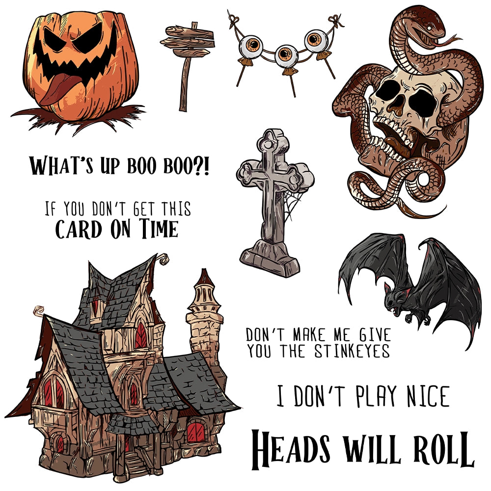 Skull Pumpkin Castle Snake Dies & Stamps Set